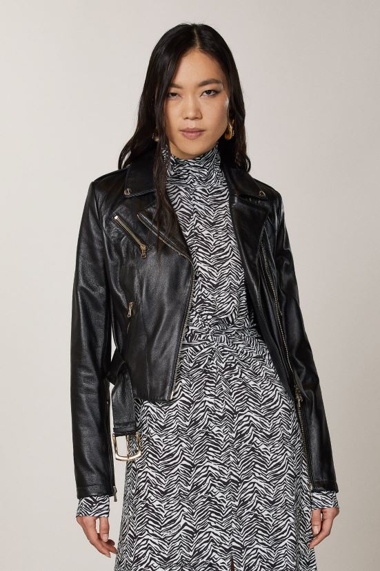 vestir mx Patrizia Pepe mujer chaqueta motera de cuero Nerón 66024R585