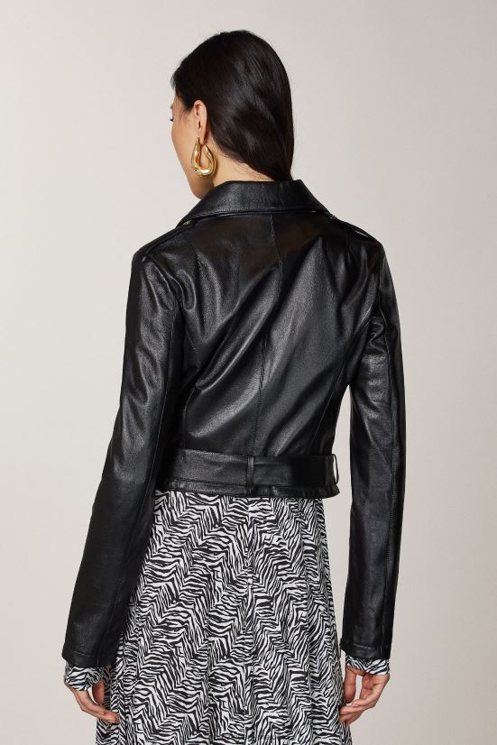 vestir mx Patrizia Pepe mujer chaqueta motera de cuero Nerón 66024R585