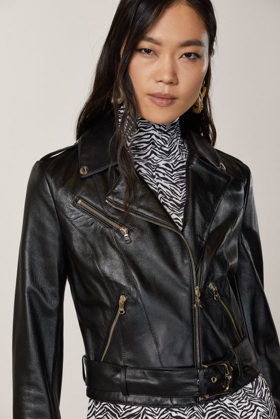 vestir mx Patrizia Pepe mujer chaqueta motera de cuero Nerón 66024R585