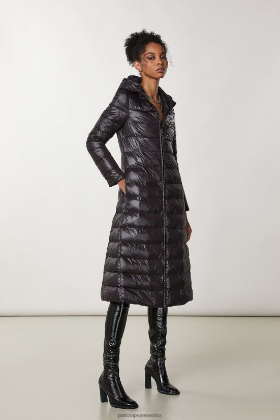 vestir mx Patrizia Pepe mujer chaqueta larga con capucha Nerón 66024R50