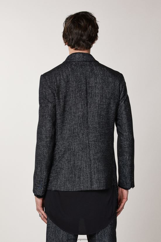 vestir mx Patrizia Pepe hombres blazer con doble botonadura de lúrex metalizado lúrex negro y negro 66024R1038
