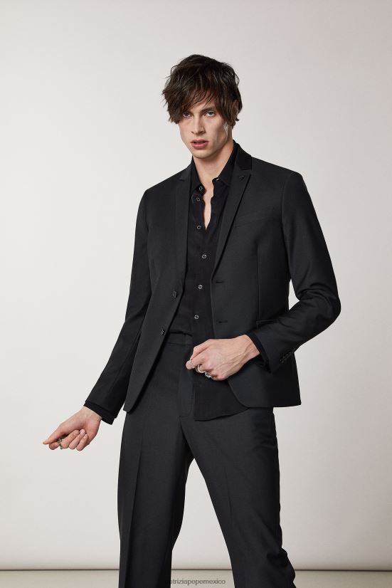 vestir mx Patrizia Pepe hombres blazer de lana fresca con forro vinilo nero 66024R1035