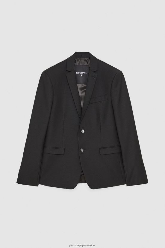vestir mx Patrizia Pepe hombres blazer de lana fresca con forro vinilo nero 66024R1035