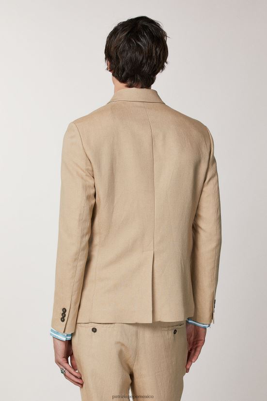 vestir mx Patrizia Pepe hombres blazer de lino con doble botonadura curry beige 66024R1015