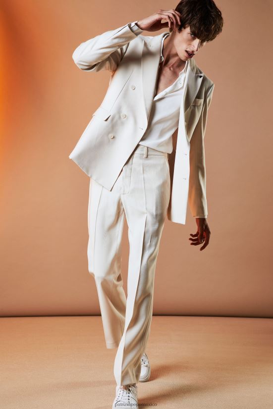 vestir mx Patrizia Pepe hombres blazer de sarga con doble botonadura blanco mantecoso 66024R1016