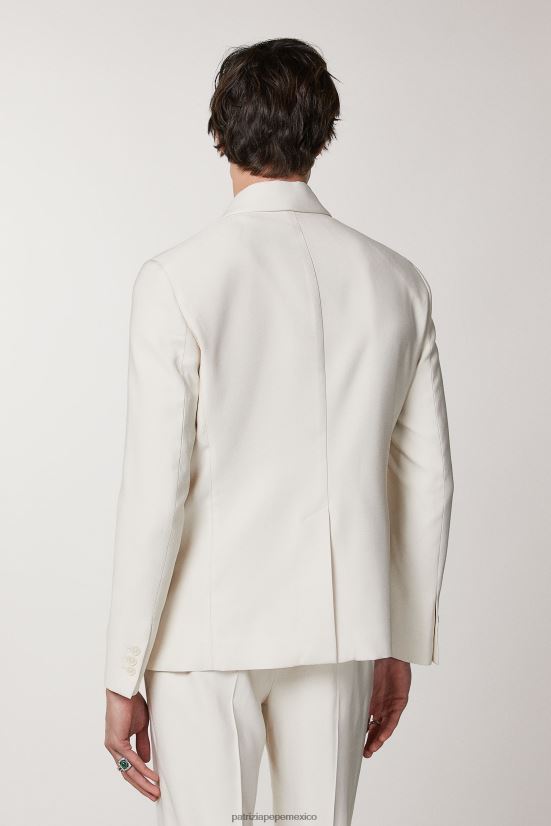 vestir mx Patrizia Pepe hombres blazer de sarga con doble botonadura blanco mantecoso 66024R1016