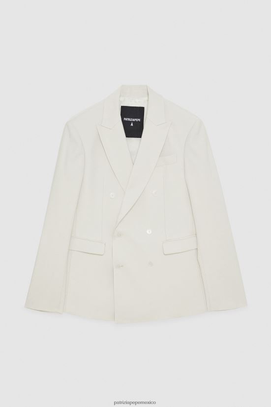 vestir mx Patrizia Pepe hombres blazer de sarga con doble botonadura blanco mantecoso 66024R1016