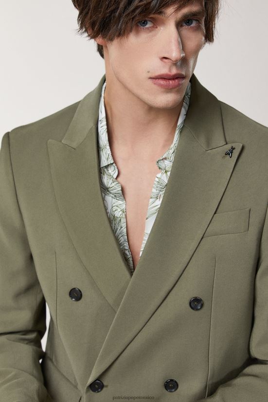 vestir mx Patrizia Pepe hombres blazer de sarga con doble botonadura oliva capuleto 66024R1004