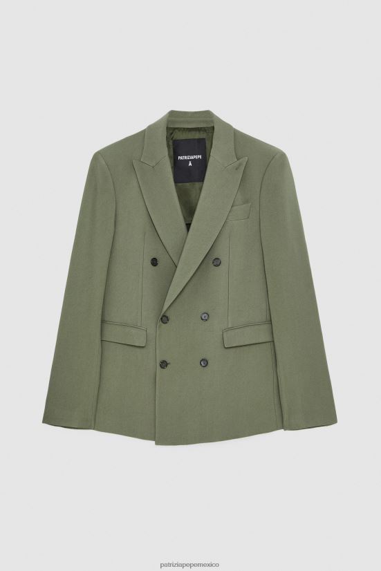 vestir mx Patrizia Pepe hombres blazer de sarga con doble botonadura oliva capuleto 66024R1004