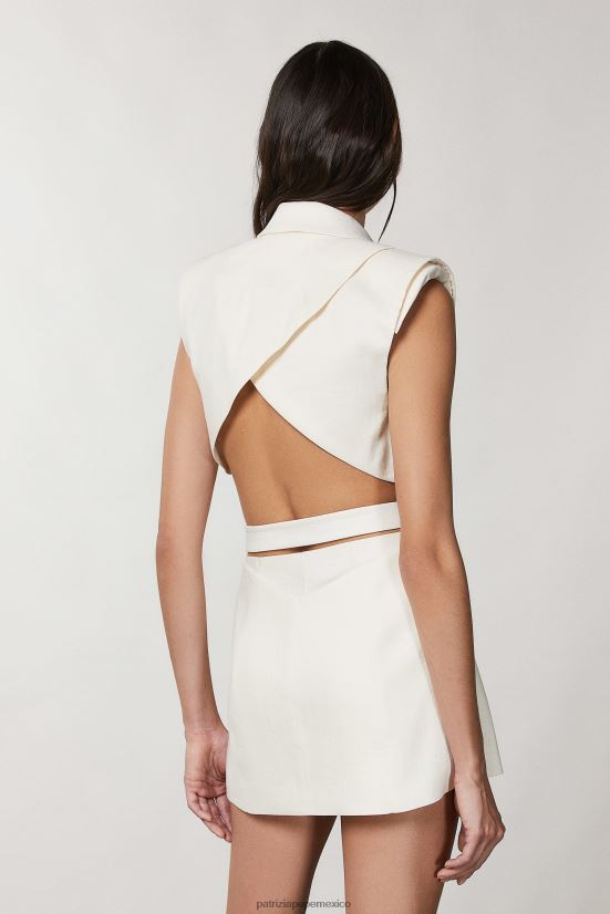 vestir mx Patrizia Pepe mujer chaleco con aberturas lino blanco 66024R228