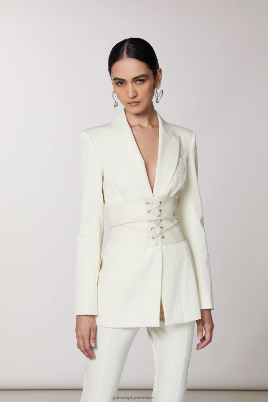vestir mx Patrizia Pepe mujer chaqueta ajustada con 1 botón coco blanco 66024R284