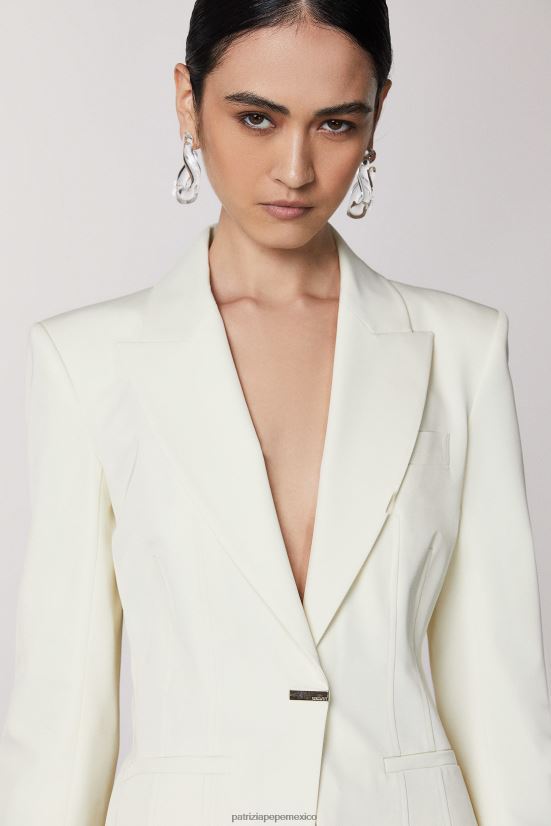 vestir mx Patrizia Pepe mujer chaqueta ajustada con 1 botón coco blanco 66024R284