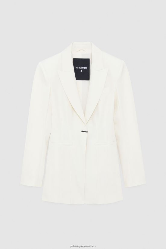 vestir mx Patrizia Pepe mujer chaqueta ajustada con 1 botón coco blanco 66024R284