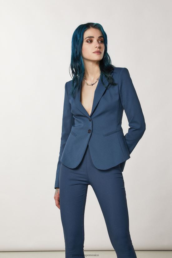 vestir mx Patrizia Pepe mujer chaqueta ajustada de 2 botones azul petróleo 66024R139