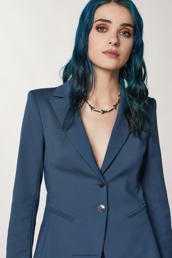 vestir mx Patrizia Pepe mujer chaqueta ajustada de 2 botones azul petróleo 66024R139
