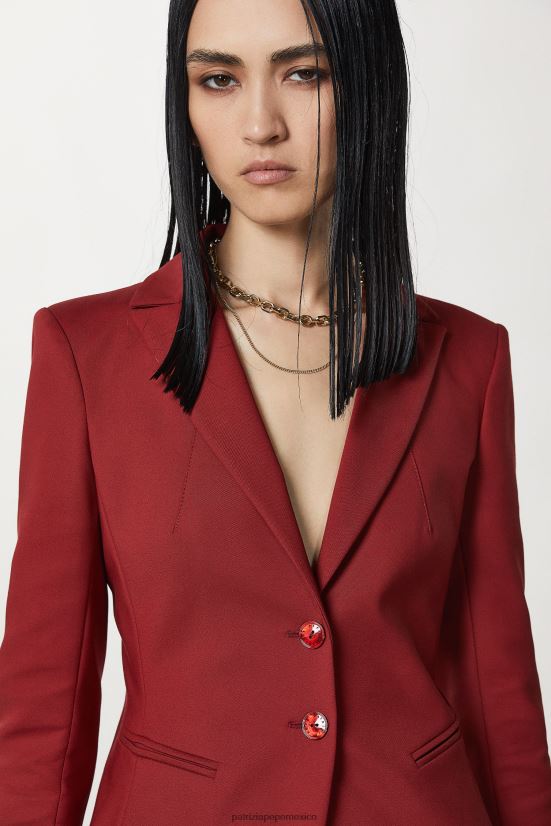 vestir mx Patrizia Pepe mujer chaqueta ajustada de 2 botones rojo marciano 66024R100