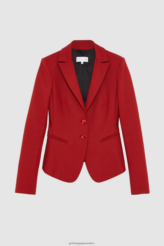 vestir mx Patrizia Pepe mujer chaqueta ajustada de 2 botones rojo marciano 66024R100