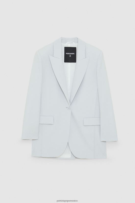 vestir mx Patrizia Pepe mujer chaqueta básica con 1 botón gris mineral 66024R127