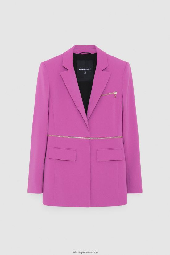 vestir mx Patrizia Pepe mujer chaqueta básica con cremallera orquídea morada 66024R530