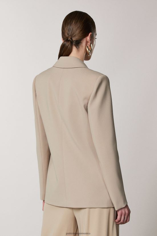 vestir mx Patrizia Pepe mujer chaqueta básica con doble botonadura beige de ensueño 66024R488