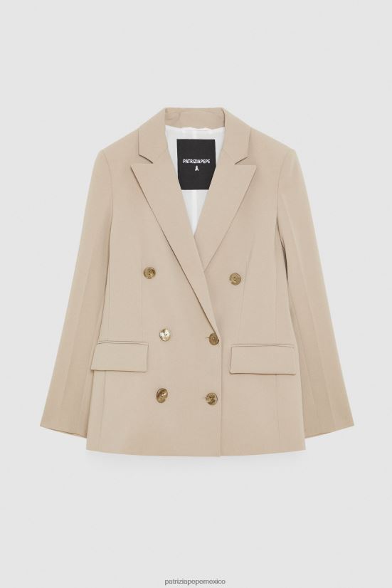 vestir mx Patrizia Pepe mujer chaqueta básica con doble botonadura beige de ensueño 66024R488