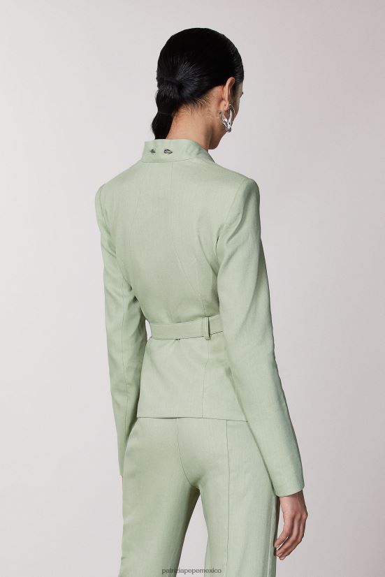 vestir mx Patrizia Pepe mujer chaqueta con cinturón verde salvia fresca 66024R377