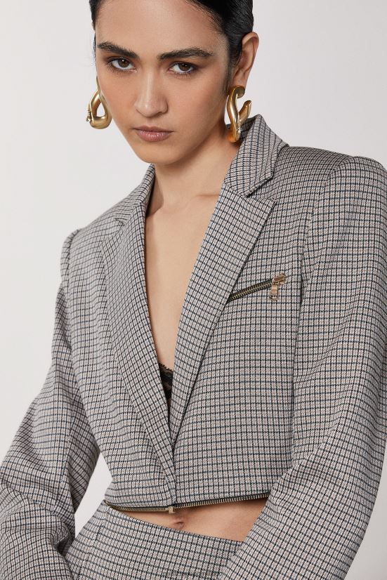 vestir mx Patrizia Pepe mujer chaqueta con cremallera beige/negro 66024R483