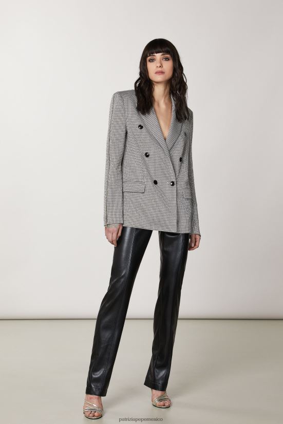 vestir mx Patrizia Pepe mujer chaqueta con doble botonadura y cremallera beige/negro 66024R433