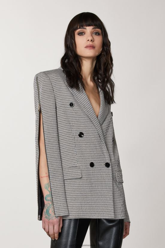 vestir mx Patrizia Pepe mujer chaqueta con doble botonadura y cremallera beige/negro 66024R433