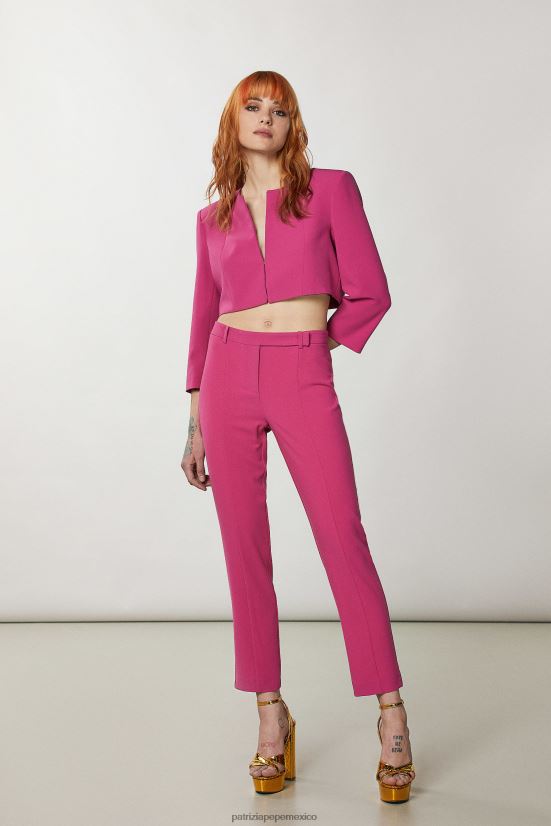 vestir mx Patrizia Pepe mujer chaqueta corta con cuello redondo ceremonia fucsia 66024R306