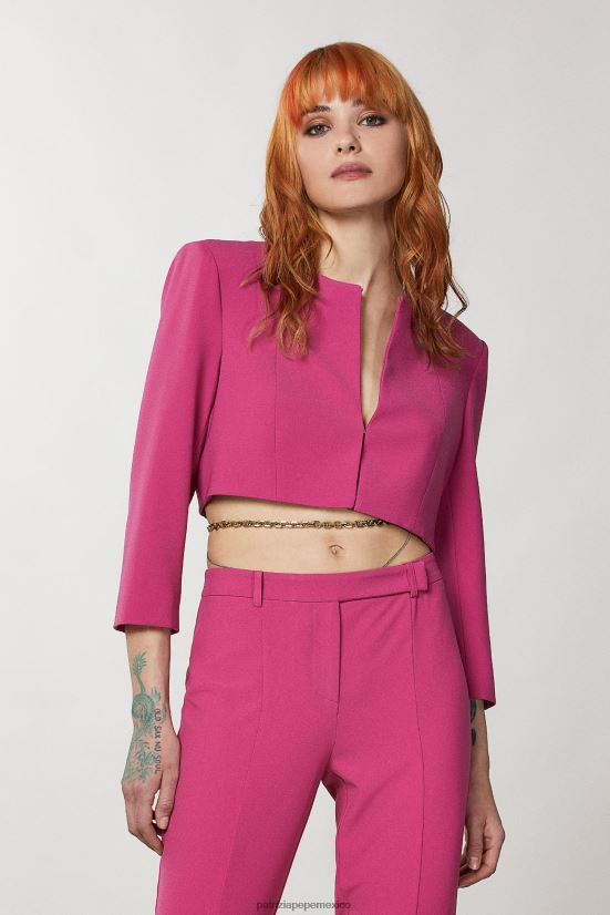 vestir mx Patrizia Pepe mujer chaqueta corta con cuello redondo ceremonia fucsia 66024R306