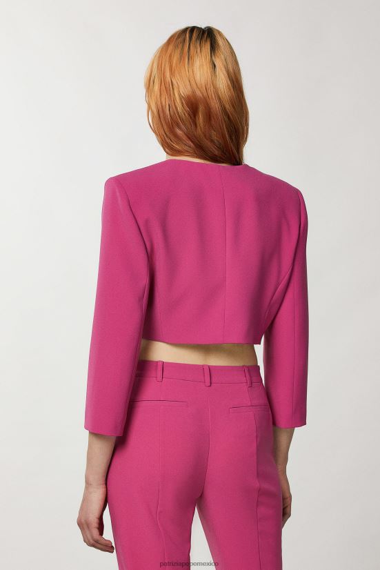 vestir mx Patrizia Pepe mujer chaqueta corta con cuello redondo ceremonia fucsia 66024R306