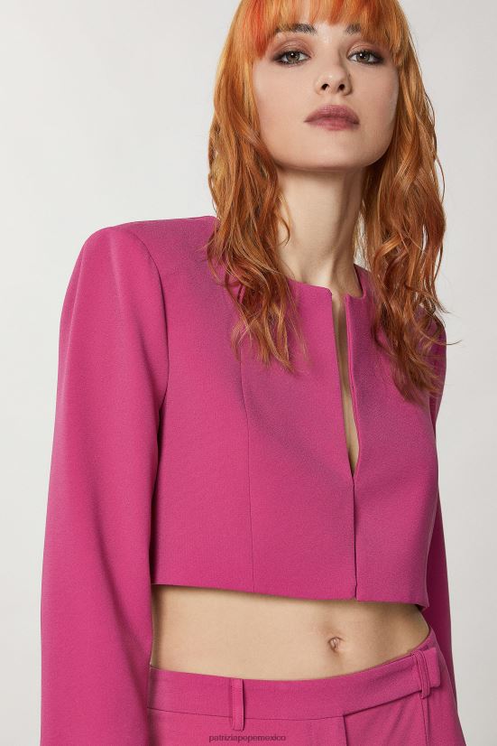 vestir mx Patrizia Pepe mujer chaqueta corta con cuello redondo ceremonia fucsia 66024R306