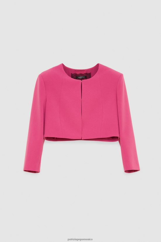 vestir mx Patrizia Pepe mujer chaqueta corta con cuello redondo ceremonia fucsia 66024R306