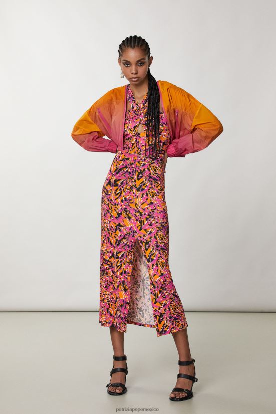 vestir mx Patrizia Pepe mujer chaqueta corta de nailon fuxia naranja degradada 66024R613