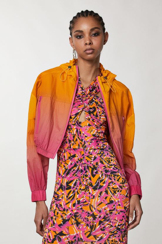 vestir mx Patrizia Pepe mujer chaqueta corta de nailon fuxia naranja degradada 66024R613
