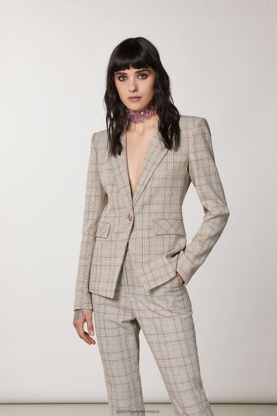 vestir mx Patrizia Pepe mujer chaqueta de 1 botón cuadros beige primavera 66024R490
