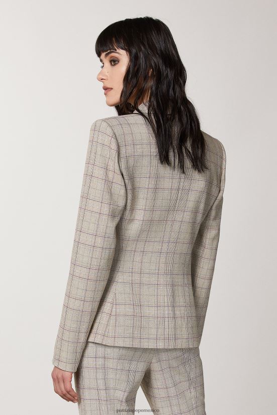 vestir mx Patrizia Pepe mujer chaqueta de 1 botón cuadros beige primavera 66024R490