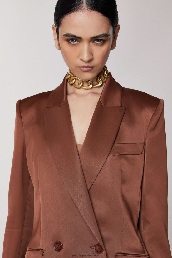 vestir mx Patrizia Pepe mujer chaqueta de doble botonadura chocolate negro 66024R493