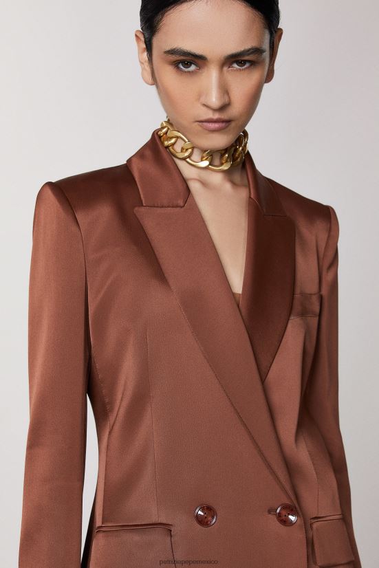 vestir mx Patrizia Pepe mujer chaqueta de doble botonadura chocolate negro 66024R493