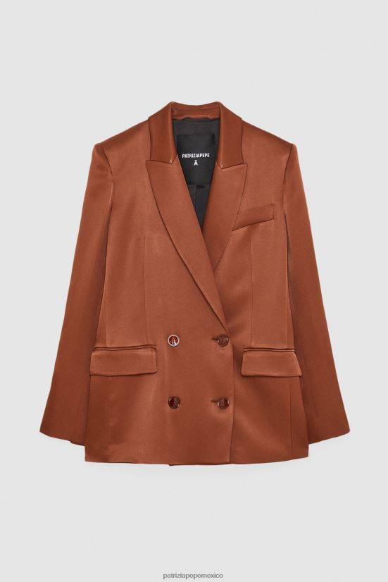 vestir mx Patrizia Pepe mujer chaqueta de doble botonadura chocolate negro 66024R493