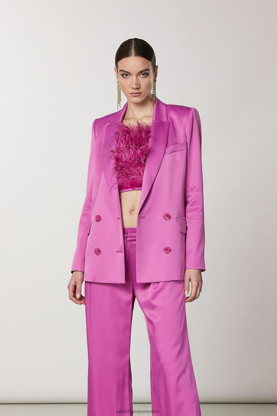 vestir mx Patrizia Pepe mujer chaqueta de doble botonadura orquídea morada 66024R519