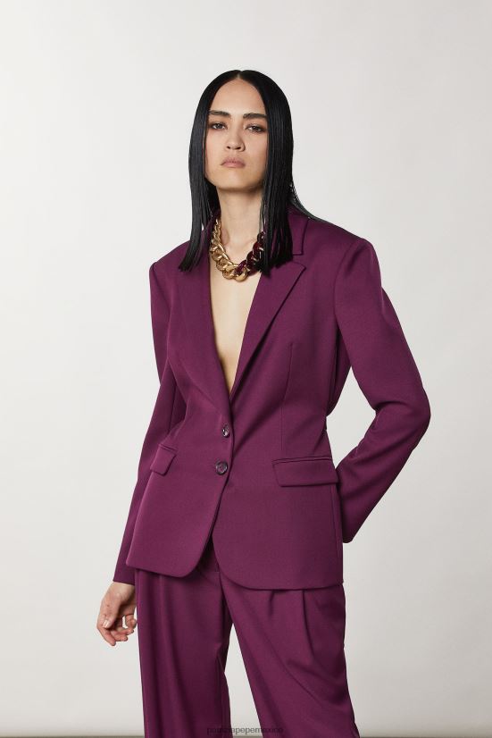vestir mx Patrizia Pepe mujer chaqueta de franela con dos botones morado futurista 66024R38