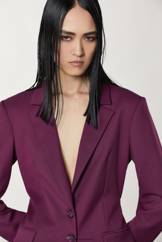 vestir mx Patrizia Pepe mujer chaqueta de franela con dos botones morado futurista 66024R38