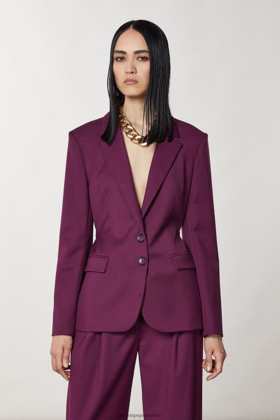 vestir mx Patrizia Pepe mujer chaqueta de franela con dos botones morado futurista 66024R38