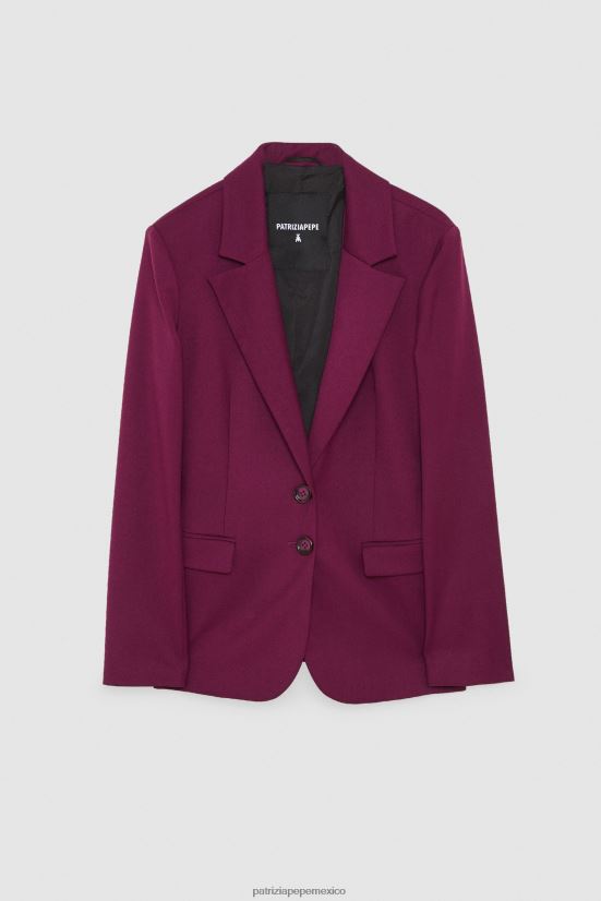 vestir mx Patrizia Pepe mujer chaqueta de franela con dos botones morado futurista 66024R38