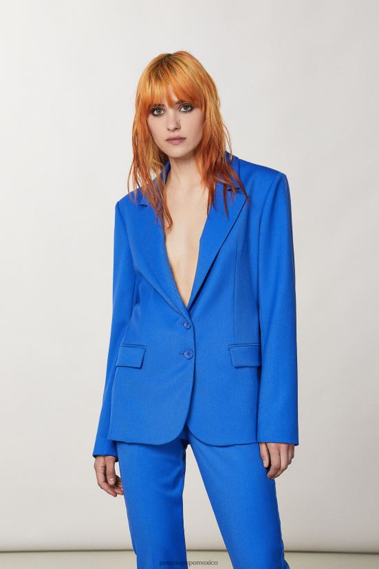 vestir mx Patrizia Pepe mujer chaqueta de franela con dos botones rayo azul 66024R3