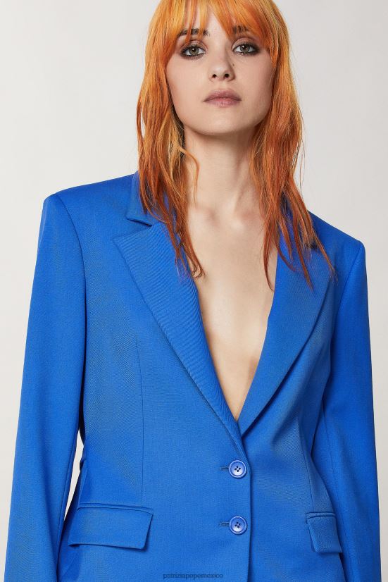 vestir mx Patrizia Pepe mujer chaqueta de franela con dos botones rayo azul 66024R3
