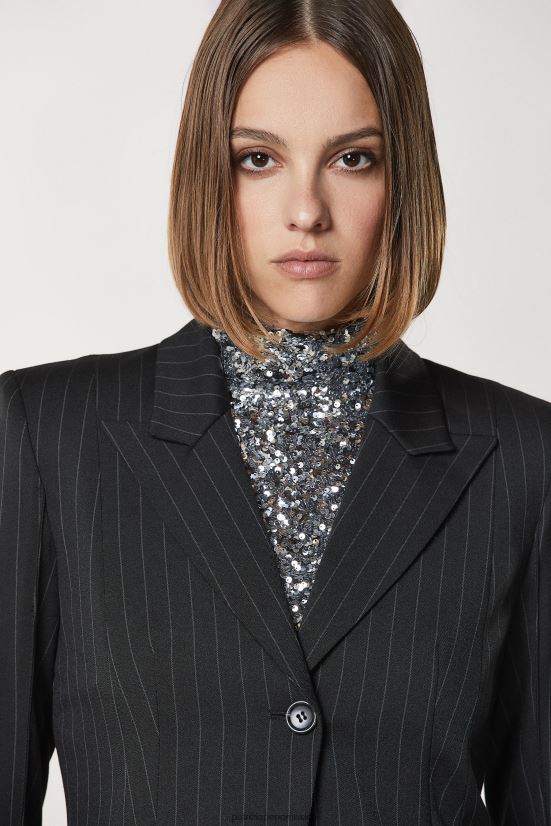 vestir mx Patrizia Pepe mujer chaqueta de franela con un botón rayas negras 66024R179