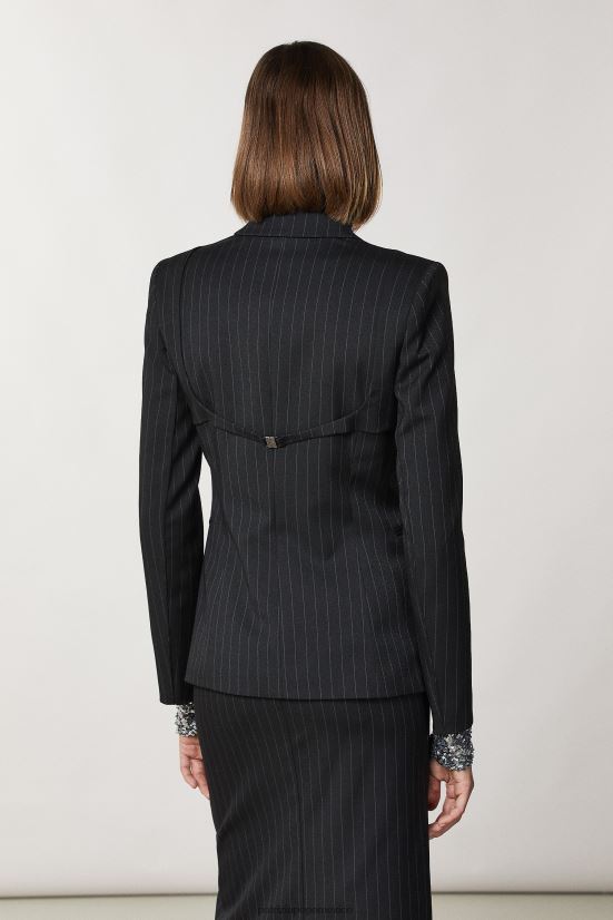 vestir mx Patrizia Pepe mujer chaqueta de franela con un botón rayas negras 66024R179